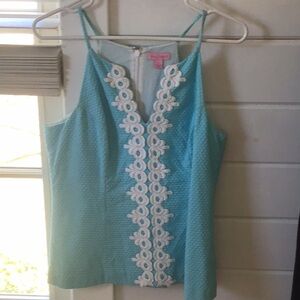 Lilly Pulitzer Blue Embellished Crop Camisole